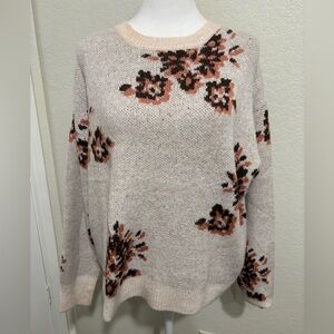 Knox Rose Floral Knit Sweater - Cream, Brown, pink